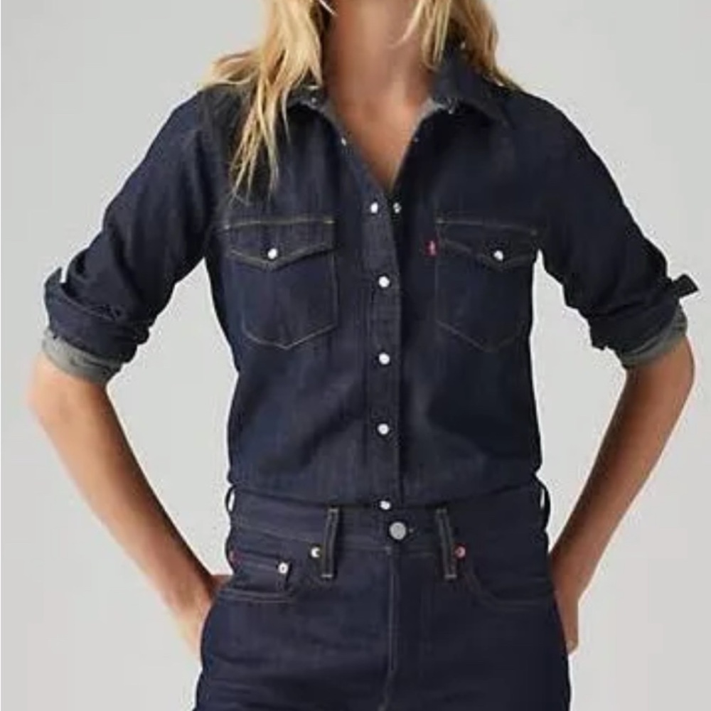 Levi's Dark Denim Pearl Snap Shirt